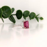 Cherry Red Ruby Ring w Earth Mined Diamonds in Solid 14K Gold EM 8x6mm