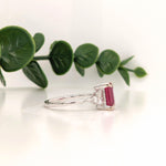 Cherry Red Ruby Ring w Earth Mined Diamonds in Solid 14K Gold EM 8x6mm