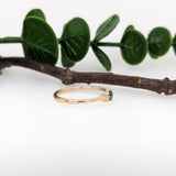 Dainty London Blue Topaz Ring in Solid 14K Yellow Gold w Natural Diamond Accents | Round 3mm | December Birthstone | Daily Wear