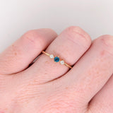 Dainty London Blue Topaz Ring in Solid 14K Yellow Gold w Natural Diamond Accents | Round 3mm | December Birthstone | Daily Wear