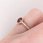 Dainty Red Ruby Ring w Earth Mined Diamonds in Solid 14K Yellow Gold Oval 5.3x4
