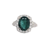 3ct Dazzling Emerald Ring w Earth Mined Diamonds in Solid 14k White Gold | Oval 11x9mm | Statement Ring | May Birthstone