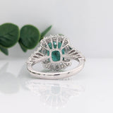 3ct Dazzling Emerald Ring w Earth Mined Diamonds in Solid 14k White Gold | Oval 11x9mm | Statement Ring | May Birthstone