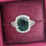 3ct Dazzling Emerald Ring w Earth Mined Diamonds in Solid 14k Gold Oval 11x9mm