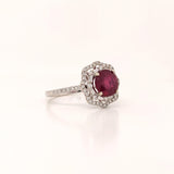 5.8ct Ruby Ring with a Double Halo of Diamonds