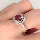 Naina 14K White Gold Madagascar Ruby Diamond Ring | Round 10mm