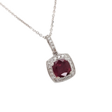 1.4ct Cushion Ruby and Diamond Halo Pendant