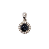 Blue Sapphire Pendant with Diamond Halo