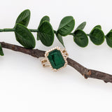 Helena 4.8ct Emerald Diamond Halo Ring with Triple Split Shank