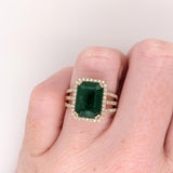 Helena 4.8ct Emerald Diamond Halo Ring with Triple Split Shank
