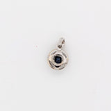 Blue Sapphire Pendant with Diamond Halo
