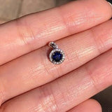 Blue Sapphire Pendant with Diamond Halo