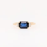 1.3ct East West Sapphire Ring w Earth Mined Diamonds in Solid 14k Gold EM 7x5mm