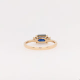 1.3ct East West Sapphire Ring w Earth Mined Diamonds in Solid 14k Gold EM 7x5mm