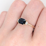 1.3ct East West Sapphire Ring w Earth Mined Diamonds in Solid 14k Gold EM 7x5mm