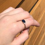 1.3ct East West Sapphire Ring w Earth Mined Diamonds in Solid 14k Gold EM 7x5mm