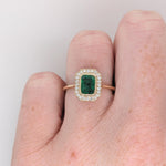 Zambian Emerald Ring w Earth Mined Diamonds in Solid 14k Yellow Gold EM 7x5mm