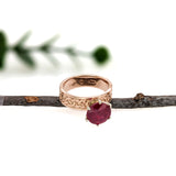 Previously Loved Ruby Ring with Celtic Knot Band Etching in 14K Yellow Gold