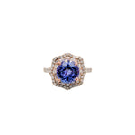 charlize 14k dual white rose gold 2.44cts tanzanite diamond ring | round 7mm