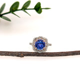 charlize 14k dual white rose gold 2.44cts tanzanite diamond ring | round 7mm