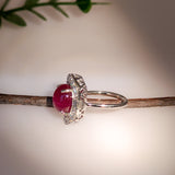 8ct Star Ruby Ring w Diamond Accents and Milgrain details in 14K Gold | OV 12x10