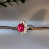 8ct Star Ruby Ring w Diamond Accents and Milgrain details in 14K Gold | OV 12x10