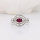 Celtic Inspired East West Ruby and Diamond Ring