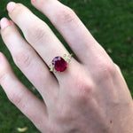 2.3ct Red Ruby Ring w Earth Mined Diamonds in Solid 14K Gold | Oval 10x8mm