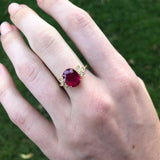 2.3ct Red Ruby Ring w Earth Mined Diamonds in Solid 14K Gold | Oval 10x8mm