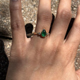 1.3ct Emerald Ring w Earth Mined Diamonds in Solid 14K Yellow Gold | Pear Shape 9x6mm