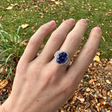 5.7ct Tanzanite Ring w Earth Mined Diamonds in 14K Solid Gold | Oval 13x10mm