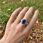 5.7ct Tanzanite Ring w Earth Mined Diamonds in 14K Solid Gold | Oval 13x10mm