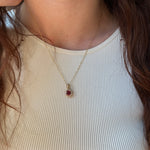 Rhodolite Pendant w Earth Mined Diamonds in Solid 14K Yellow Gold Cushion 6mm
