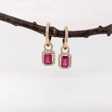 Ruby Dangle Earrings w Diamond Accents
