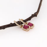 Ruby Dangle Earrings w Diamond Accents