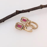 Ruby Dangle Earrings w Diamond Accents