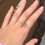 2.3ct Peridot Ring w Earth Mined Diamonds in Solid 14K Yellow Gold Oval 10x8mm