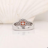 1.4ct Spessartine Garnet Ring w Earth Mined Diamonds in Solid 14K White Gold | Round 6.5mm