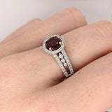 1.4ct Spessartine Garnet Ring w Earth Mined Diamonds in Solid 14K White Gold | Round 6.5mm