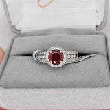1.4ct Spessartine Garnet Ring w Earth Mined Diamonds in Solid 14K White Gold | Round 6.5mm