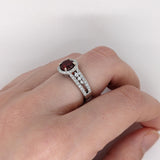 1.4ct Spessartine Garnet Ring w Earth Mined Diamonds in Solid 14K White Gold | Round 6.5mm