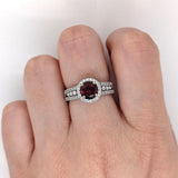 1.4ct Spessartine Garnet Ring w Earth Mined Diamonds in Solid 14K White Gold | Round 6.5mm