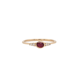 Minimalist Ruby Ring w Earth Mined Diamonds in Solid 14K Gold | Oval 4.5x3.5mm