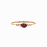 Minimalist Ruby Ring w Earth Mined Diamonds in Solid 14K Gold | Oval 4.5x3.5mm