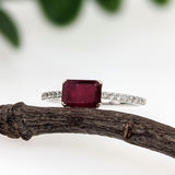 East West Ruby Ring with Diamond Accents