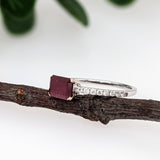 East West Ruby Ring with Diamond Accents