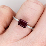 East West Ruby Ring with Diamond Accents