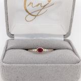 Minimalist Ruby Ring w Earth Mined Diamonds in Solid 14K Gold | Oval 4.5x3.5mm