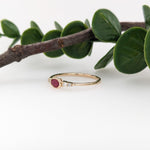 Minimalist Ruby Ring w Earth Mined Diamonds in Solid 14K Gold | Oval 4.5x3.5mm