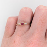 Minimalist Ruby Ring w Earth Mined Diamonds in Solid 14K Gold | Oval 4.5x3.5mm